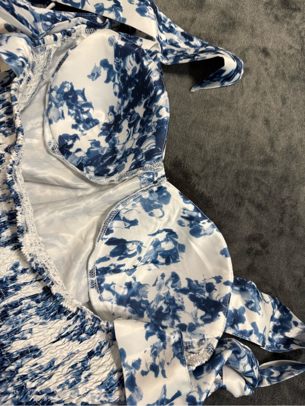 Blue & White Floral Sweetheart Mini Dress - Picture 4 of 6